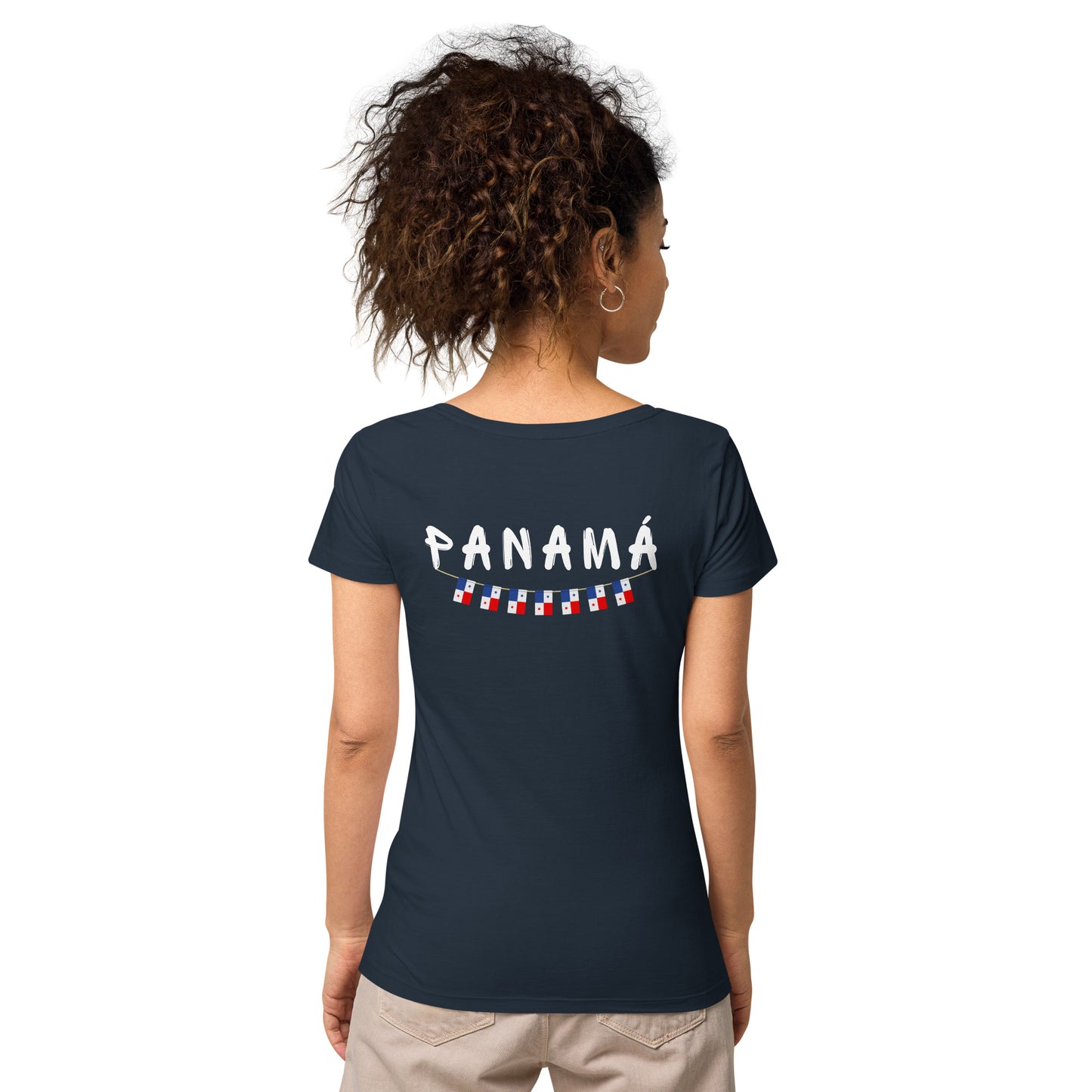 Straight Panama Flag - Front Embroidered w/ Printed Flag Banner on Back - Women’s basic organic Women’s basic organic t-shirt