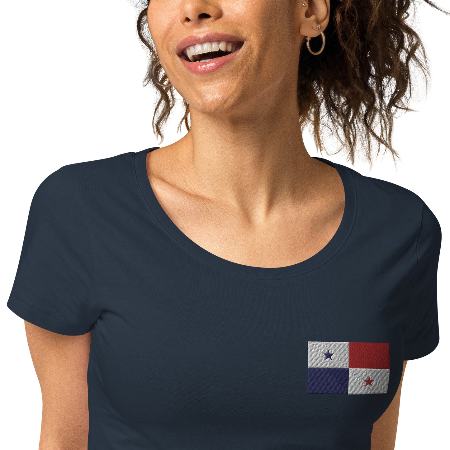 Straight Panama Flag - Front Embroidered w/ Printed Flag Banner on Back - Women’s basic organic Women’s basic organic t-shirt