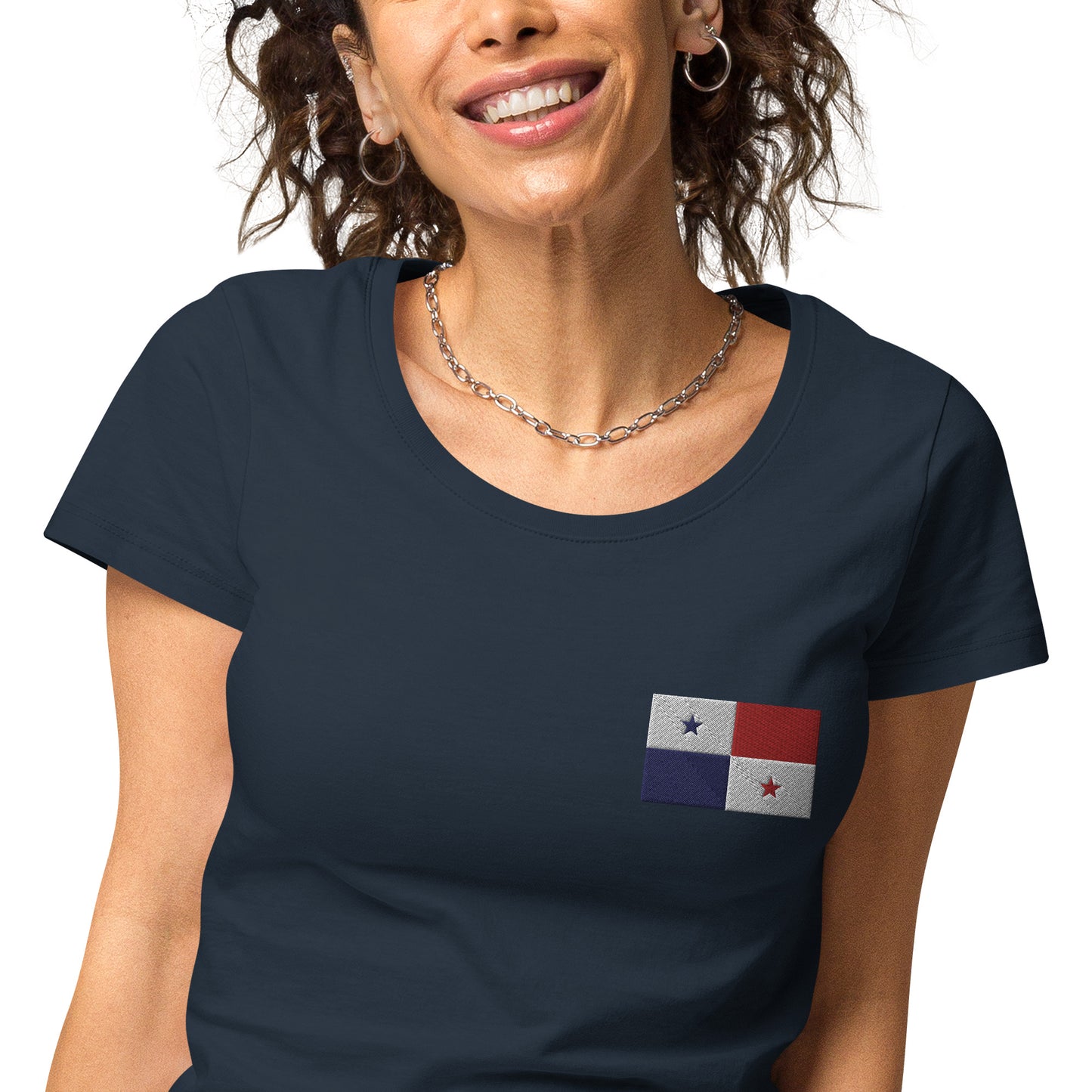 Straight Panama Flag - Front Embroidered w/ Printed Flag Banner on Back - Women’s basic organic Women’s basic organic t-shirt