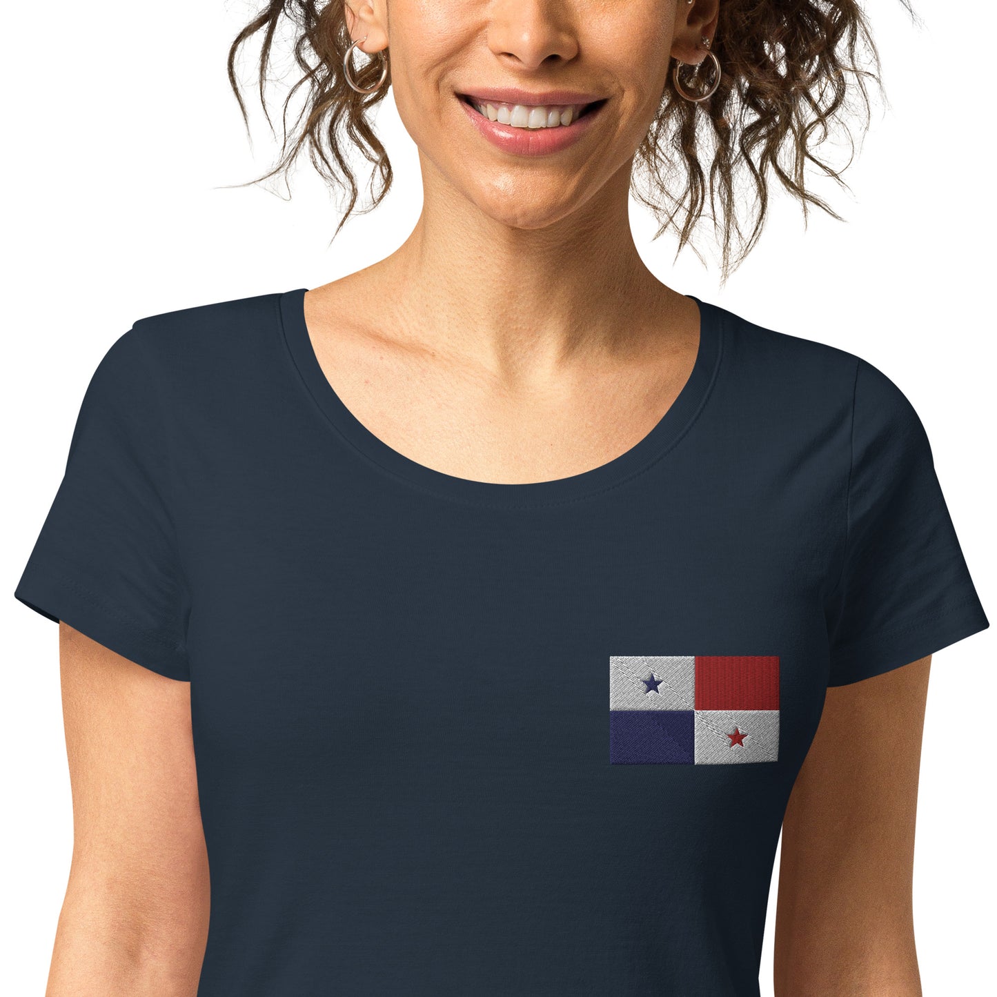 Straight Panama Flag - Front Embroidered w/ Printed Flag Banner on Back - Women’s basic organic Women’s basic organic t-shirt