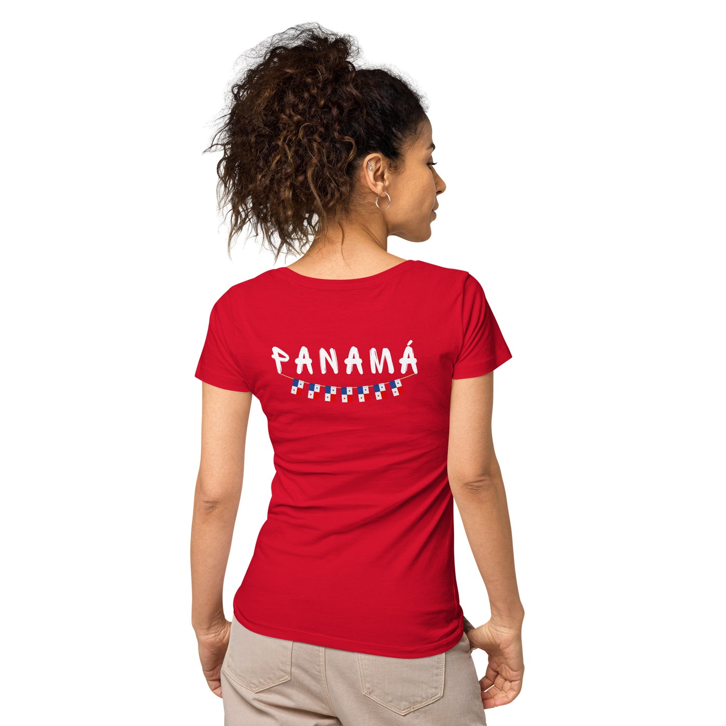 Straight Panama Flag - Front Embroidered w/ Printed Flag Banner on Back - Women’s basic organic Women’s basic organic t-shirt