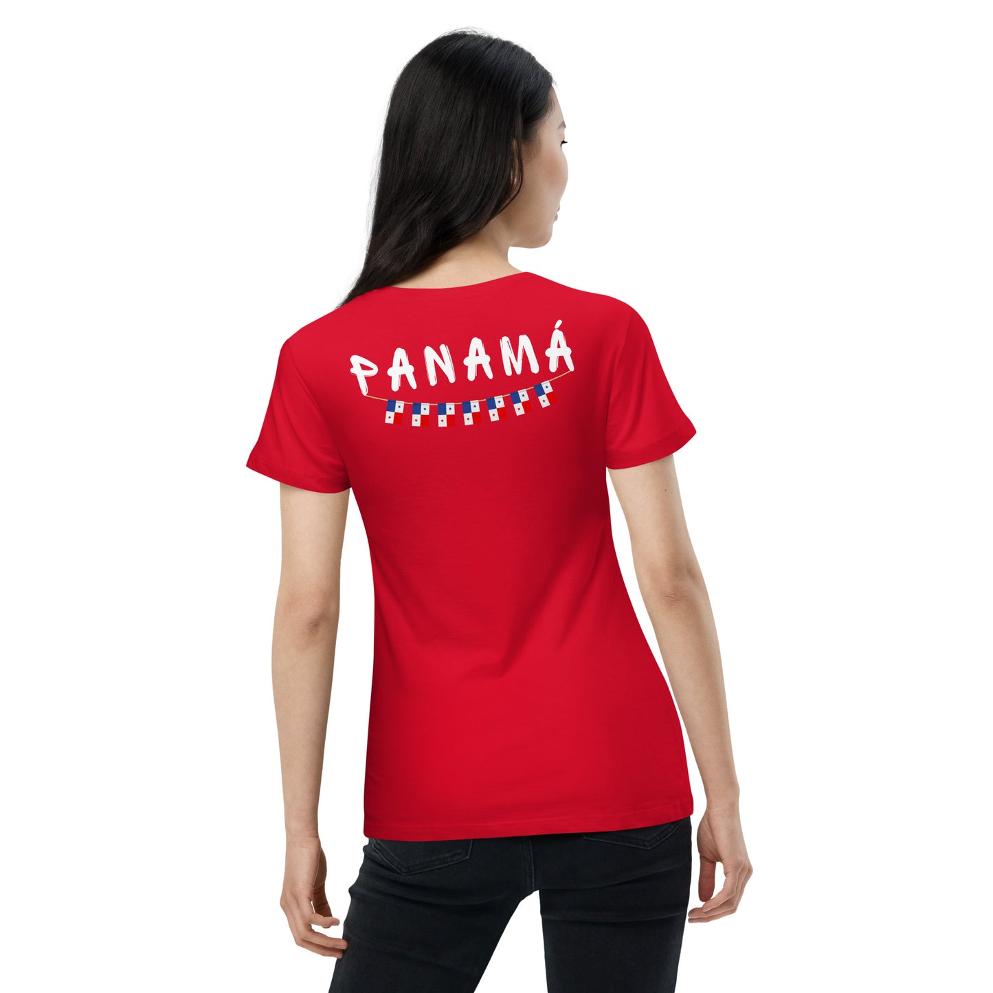 Panama Front Embroidered Flag w/ Printed Flag Banner on Back - Women’s basic organic t-shirt