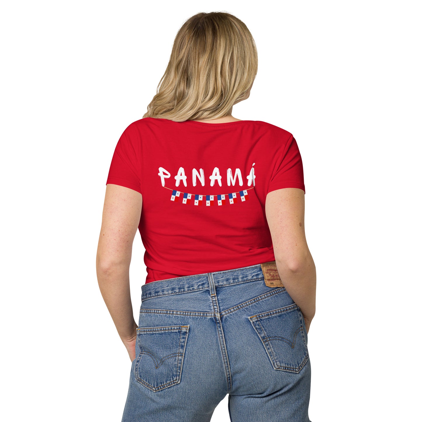 Straight Panama Flag - Front Embroidered w/ Printed Flag Banner on Back - Women’s basic organic Women’s basic organic t-shirt