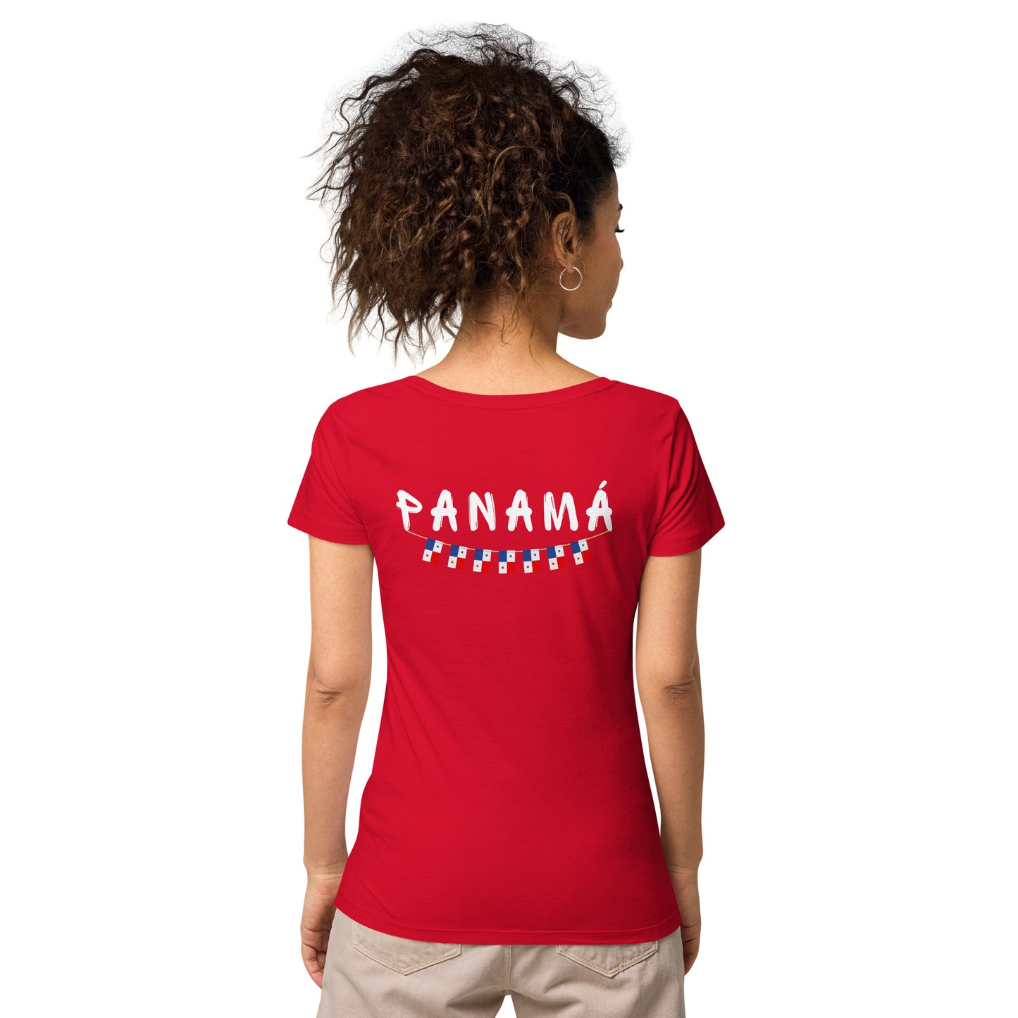 Straight Panama Flag - Front Embroidered w/ Printed Flag Banner on Back - Women’s basic organic Women’s basic organic t-shirt