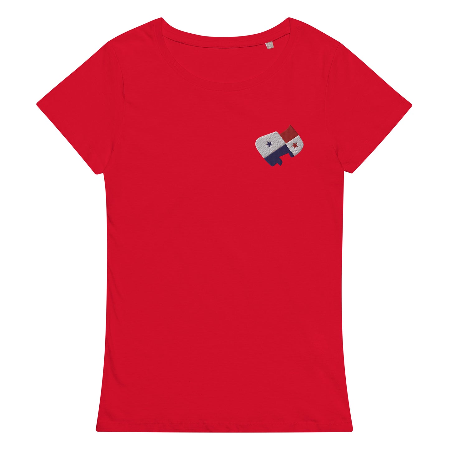 Panama Front Embroidered Flag w/ Printed Flag Banner on Back - Women’s basic organic t-shirt