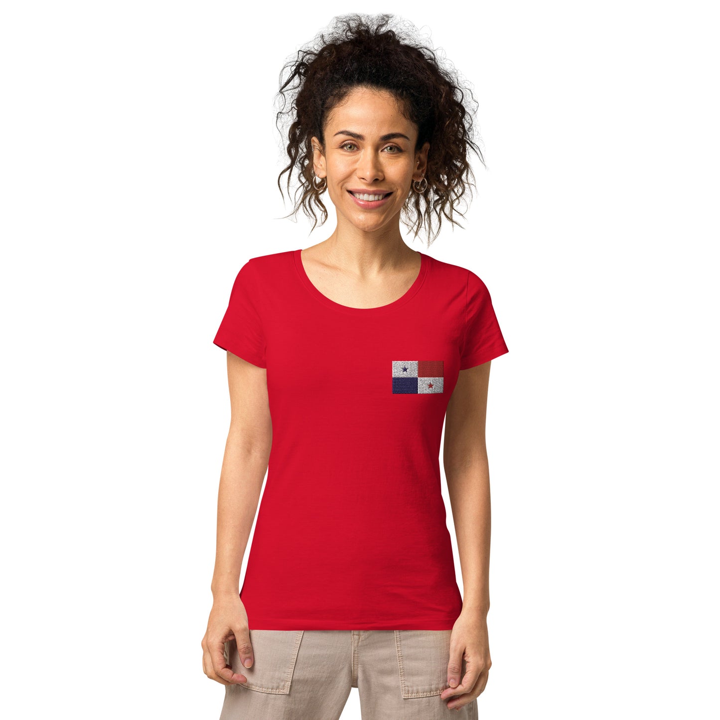 Straight Panama Flag - Front Embroidered w/ Printed Flag Banner on Back - Women’s basic organic Women’s basic organic t-shirt