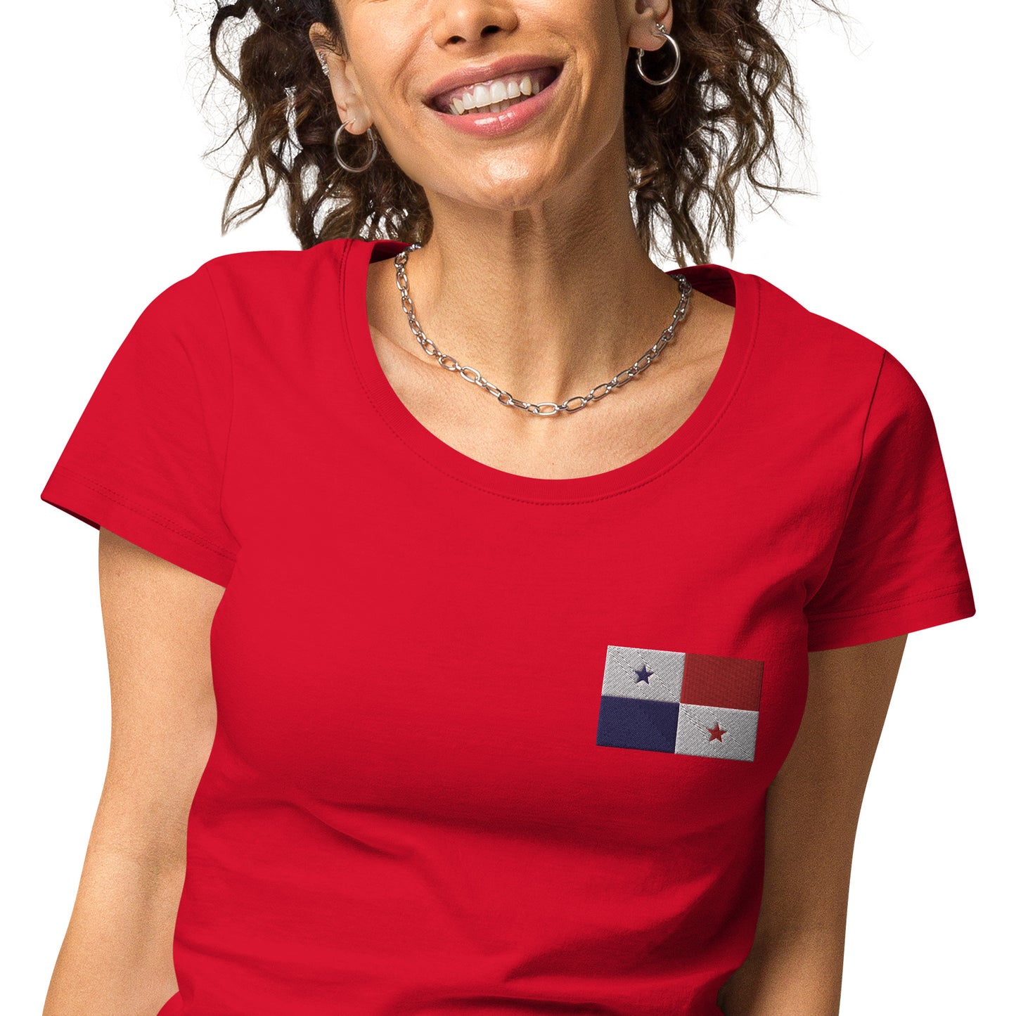 Straight Panama Flag - Front Embroidered w/ Printed Flag Banner on Back - Women’s basic organic Women’s basic organic t-shirt