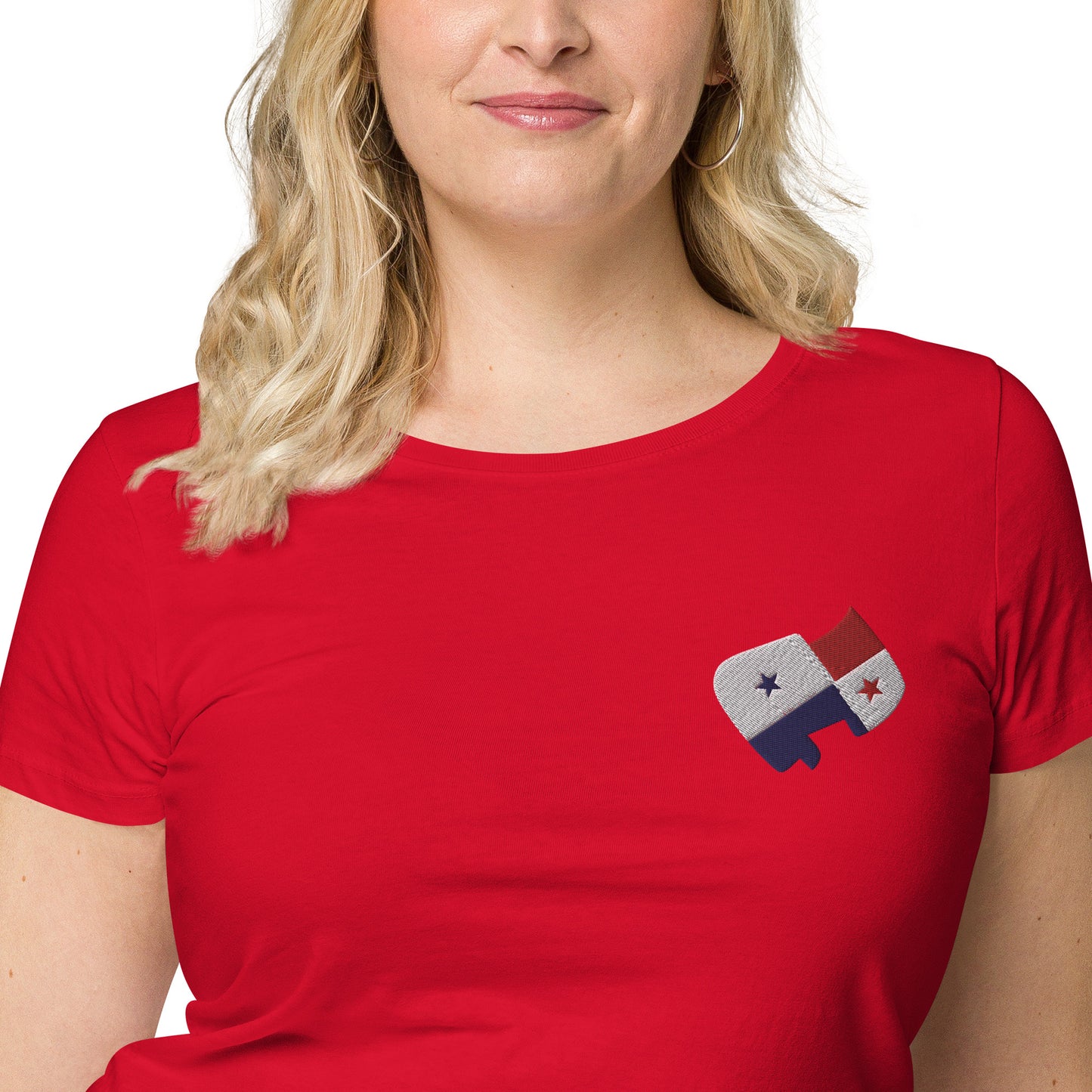 Panama Front Embroidered Flag w/ Printed Flag Banner on Back - Women’s basic organic t-shirt