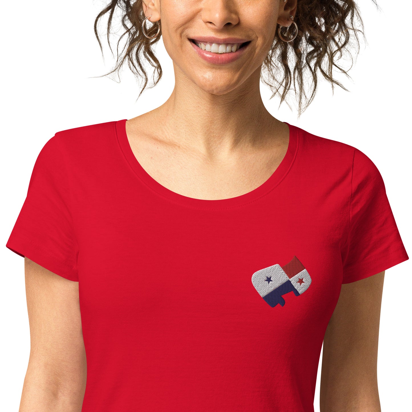 Panama Front Embroidered Flag w/ Printed Flag Banner on Back - Women’s basic organic t-shirt