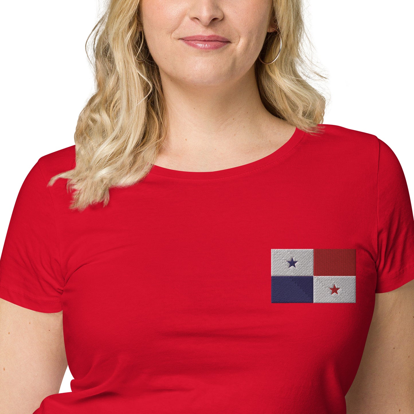 Straight Panama Flag - Front Embroidered w/ Printed Flag Banner on Back - Women’s basic organic Women’s basic organic t-shirt