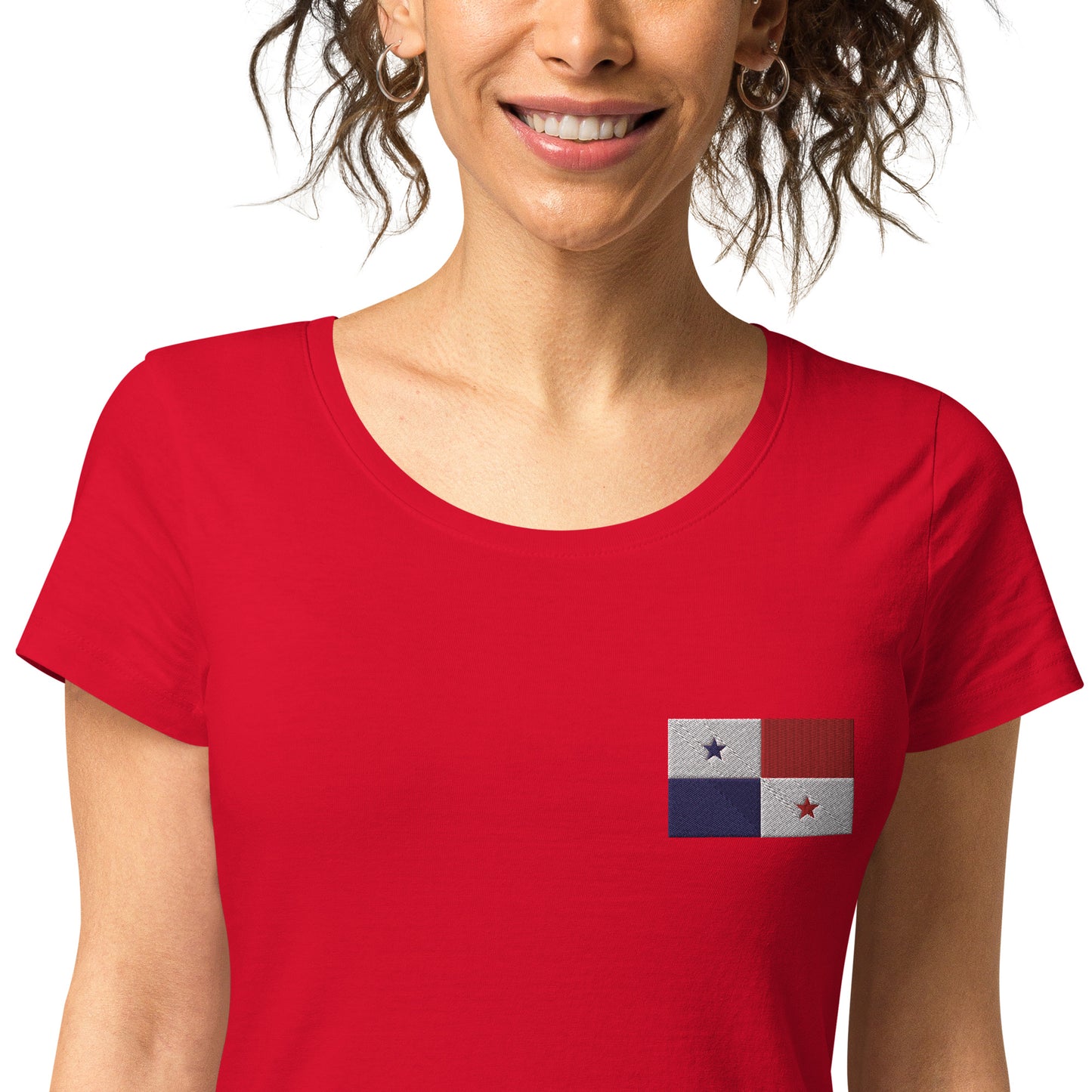 Straight Panama Flag - Front Embroidered w/ Printed Flag Banner on Back - Women’s basic organic Women’s basic organic t-shirt