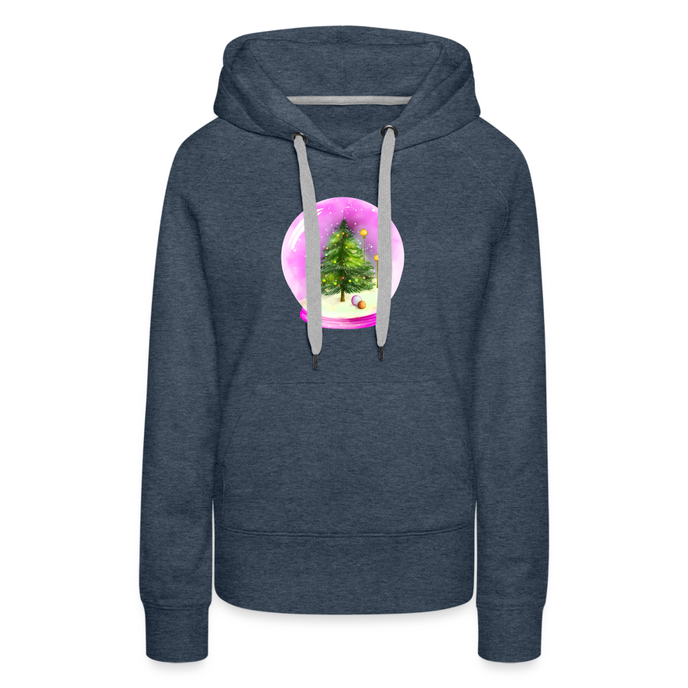 Pink Snow Globe - Women’s Premium Hoodie - heather denim
