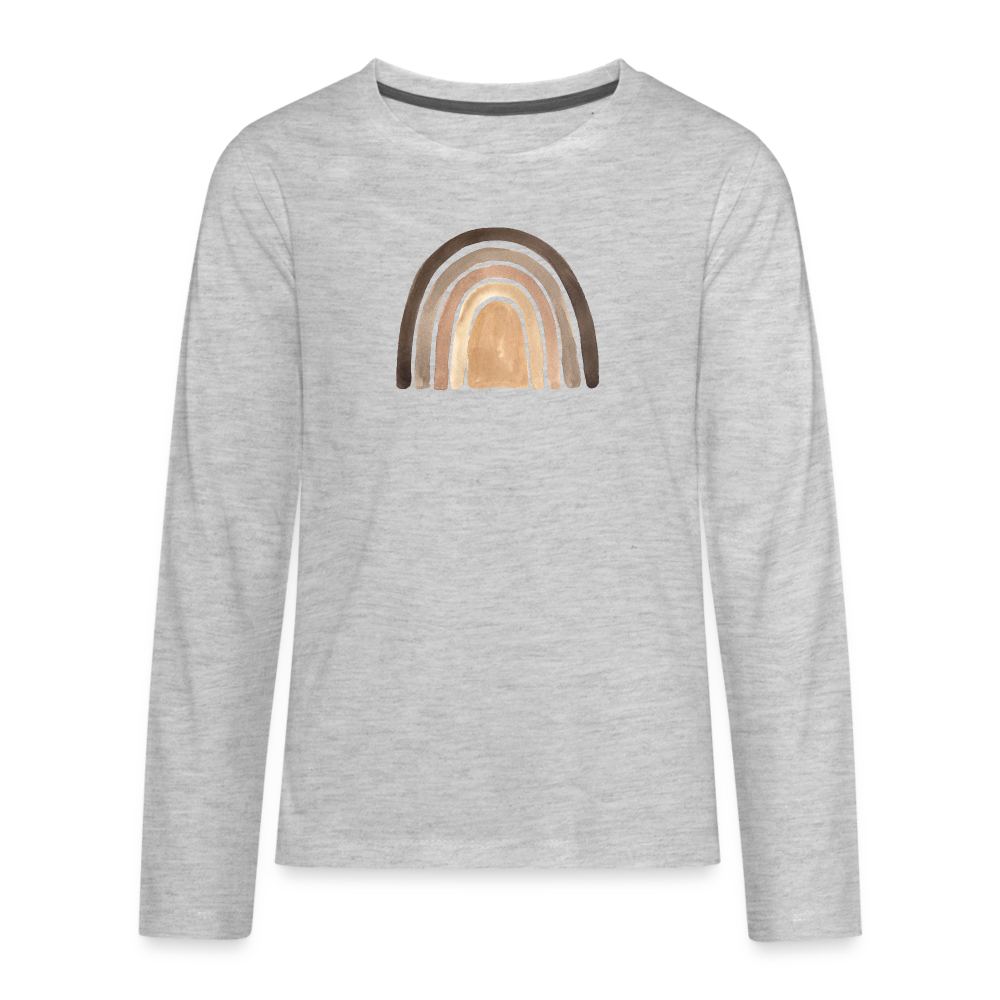 Shades of Brown - Unisex Kids' Premium Long Sleeve T-Shirt - heather gray