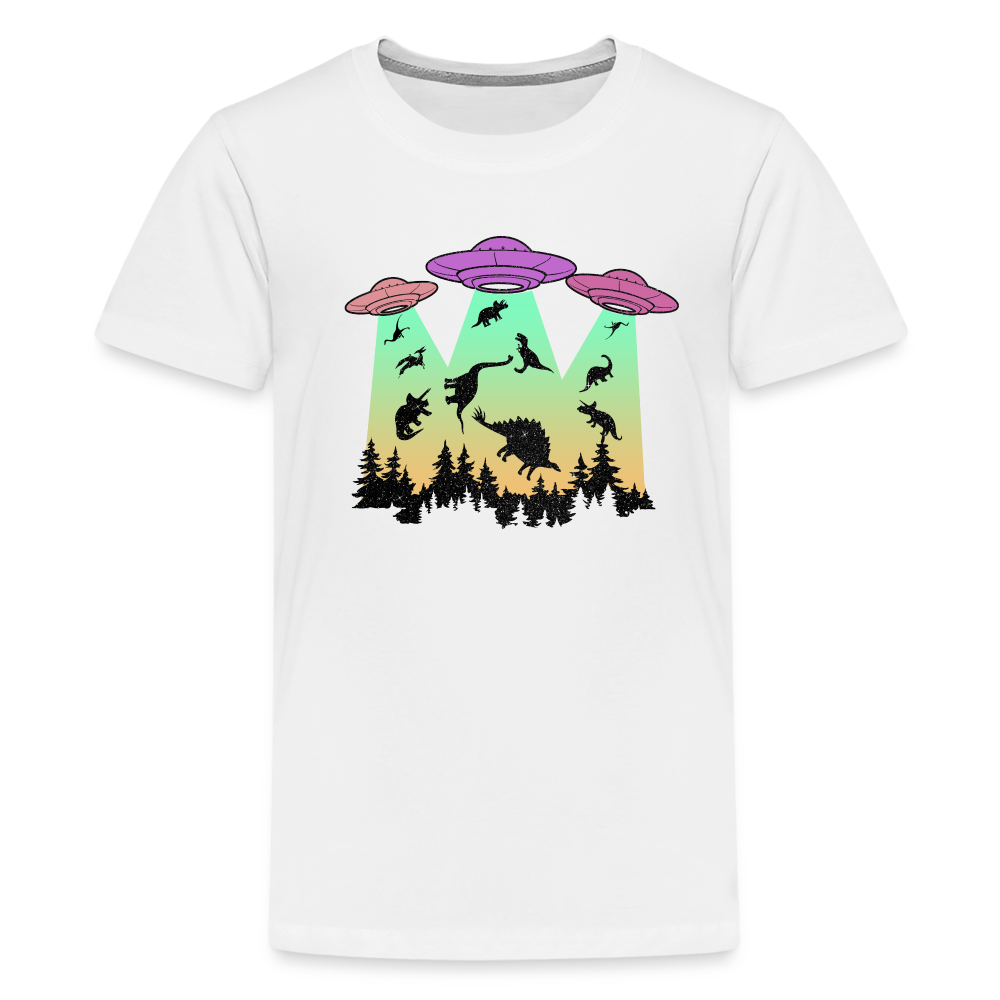 Dino UFO Extinction - Kids' Premium T-Shirt - white