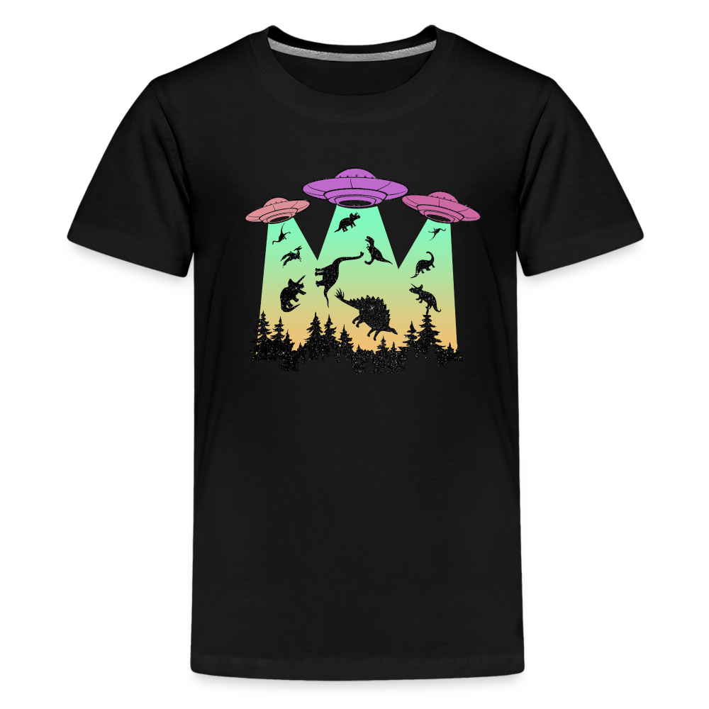 Dino UFO Extinction - Kids' Premium T-Shirt - black