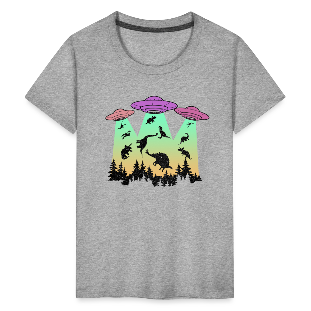 Dino UFO Extinction - Kids' Premium T-Shirt - heather gray
