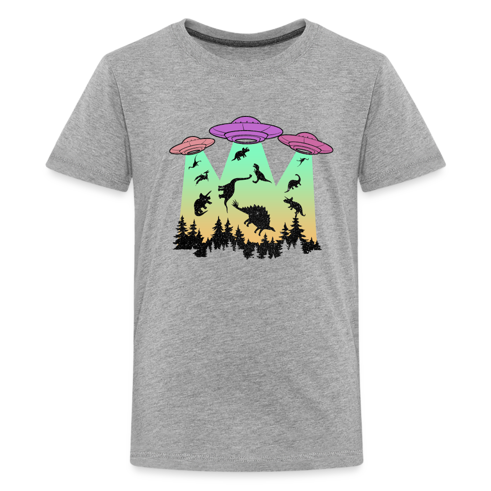 Dino UFO Extinction - Kids' Premium T-Shirt - heather gray