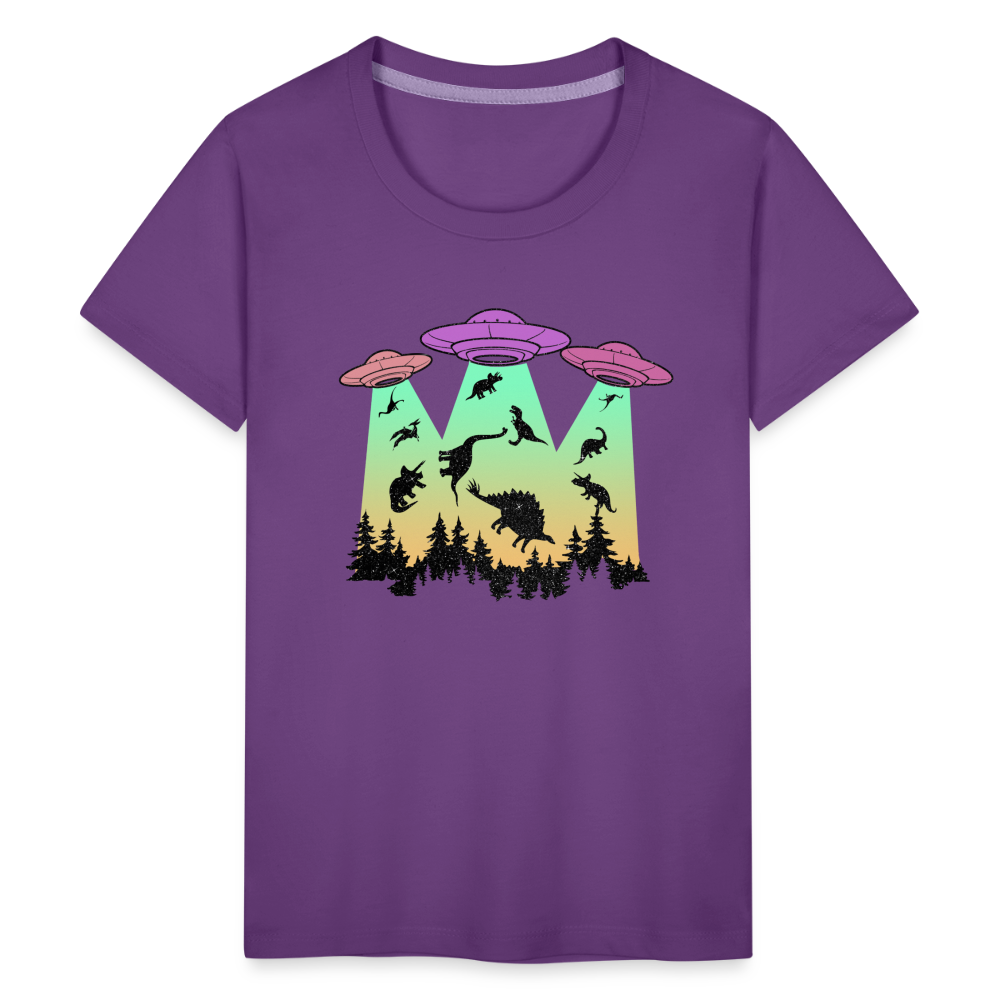 Dino UFO Extinction - Kids' Premium T-Shirt - purple