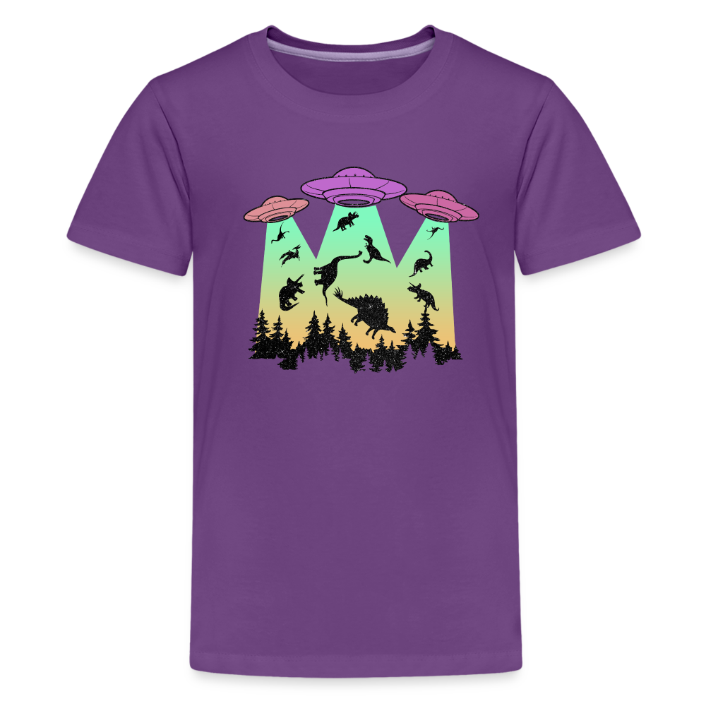 Dino UFO Extinction - Kids' Premium T-Shirt - purple