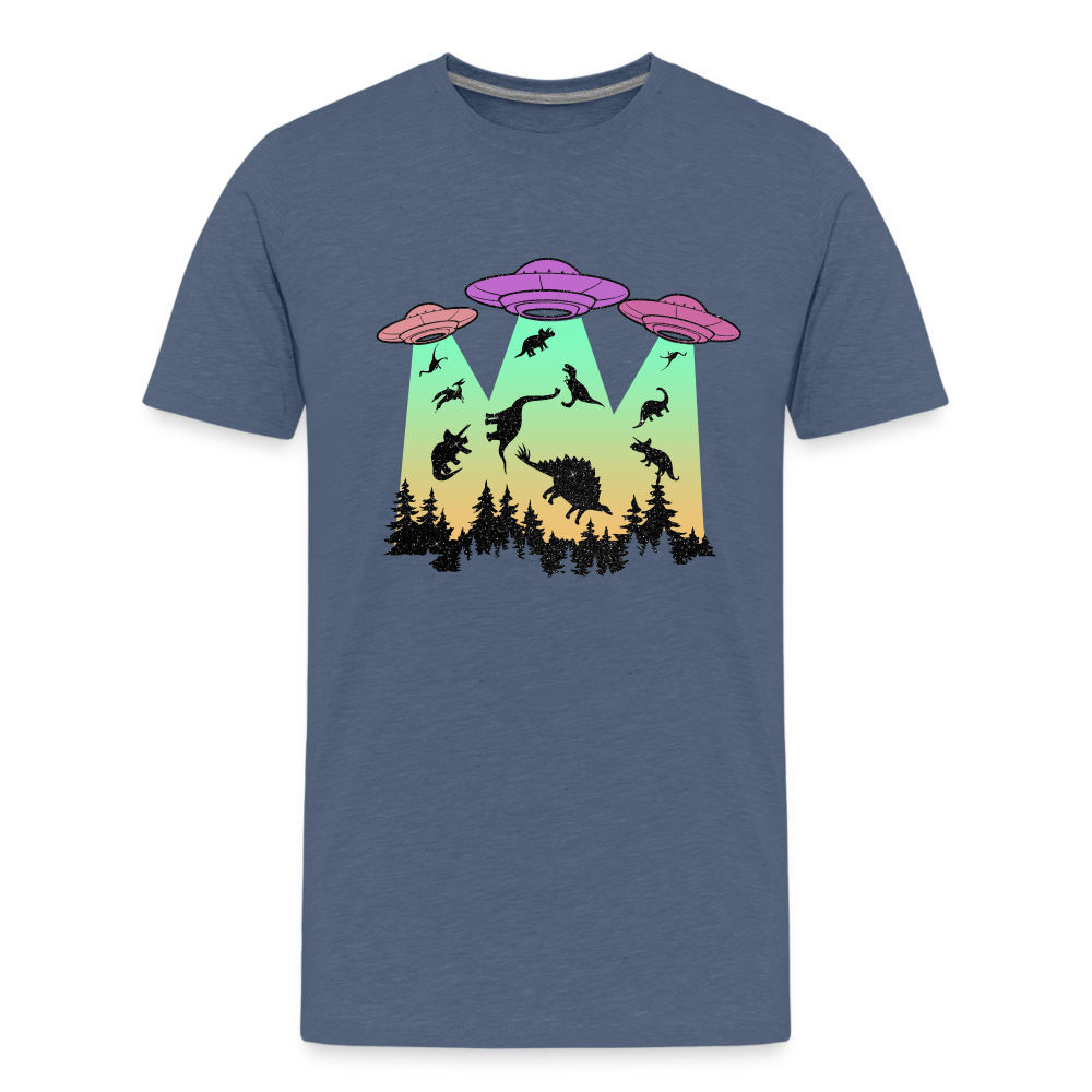 Dino UFO Extinction - Kids' Premium T-Shirt - heather blue
