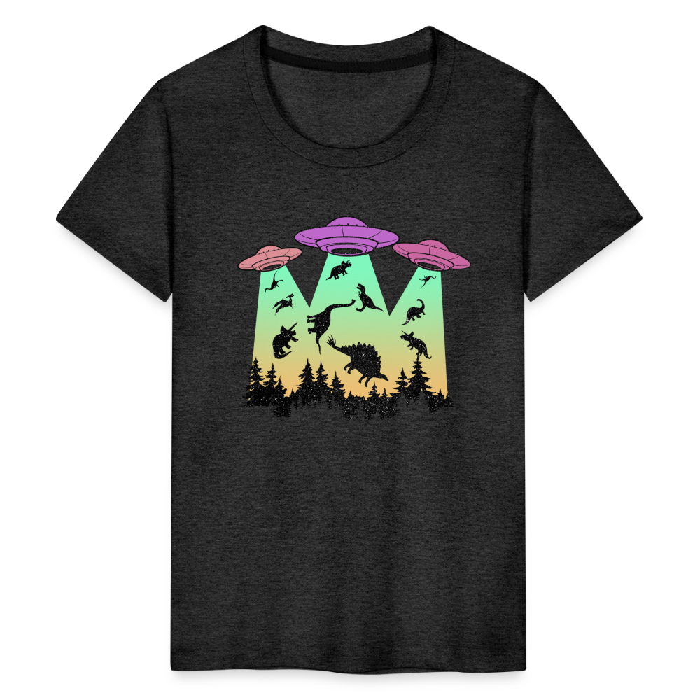 Dino UFO Extinction - Kids' Premium T-Shirt - charcoal grey