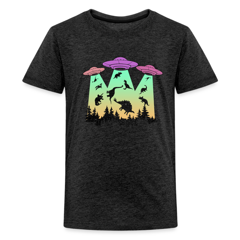 Dino UFO Extinction - Kids' Premium T-Shirt - charcoal grey