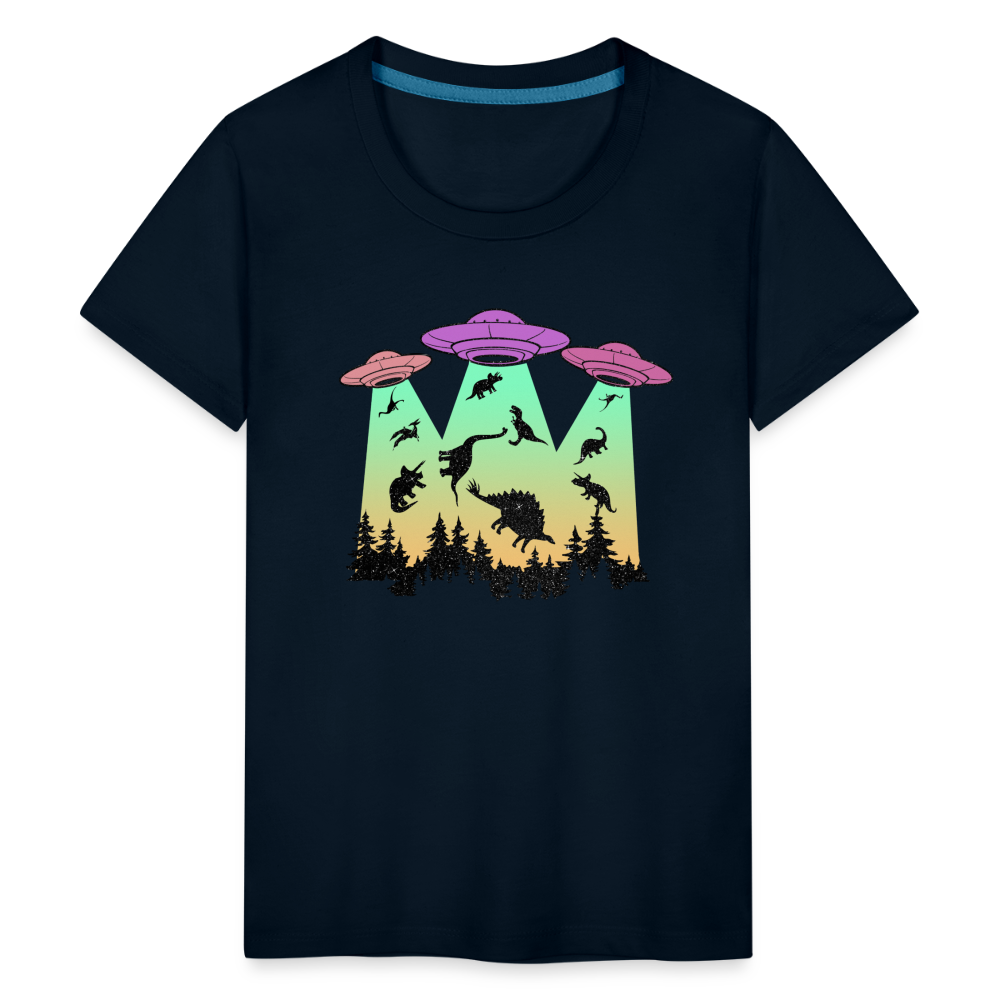 Dino UFO Extinction - Kids' Premium T-Shirt - deep navy