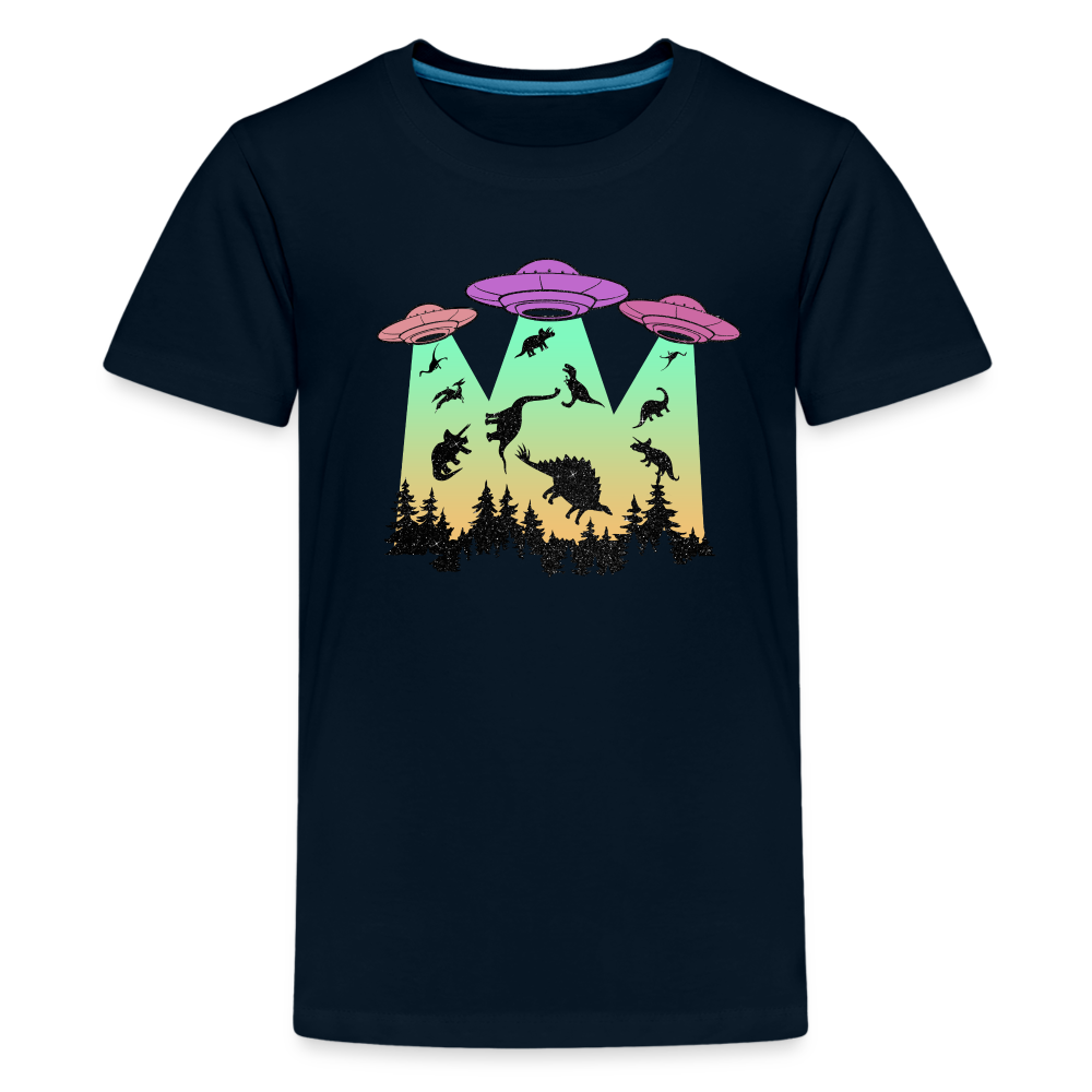 Dino UFO Extinction - Kids' Premium T-Shirt - deep navy