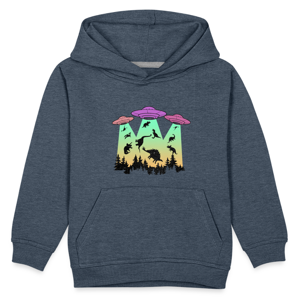 Dino Alien Extinction - Kids‘ Premium Hoodie - heather denim
