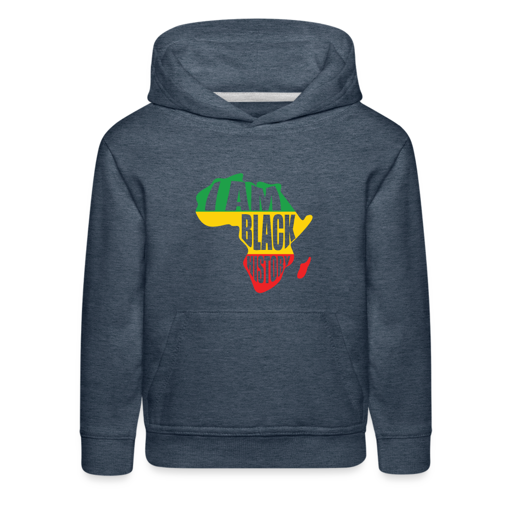 I Am Black History (color) - Kids‘ Premium Hoodie - heather denim