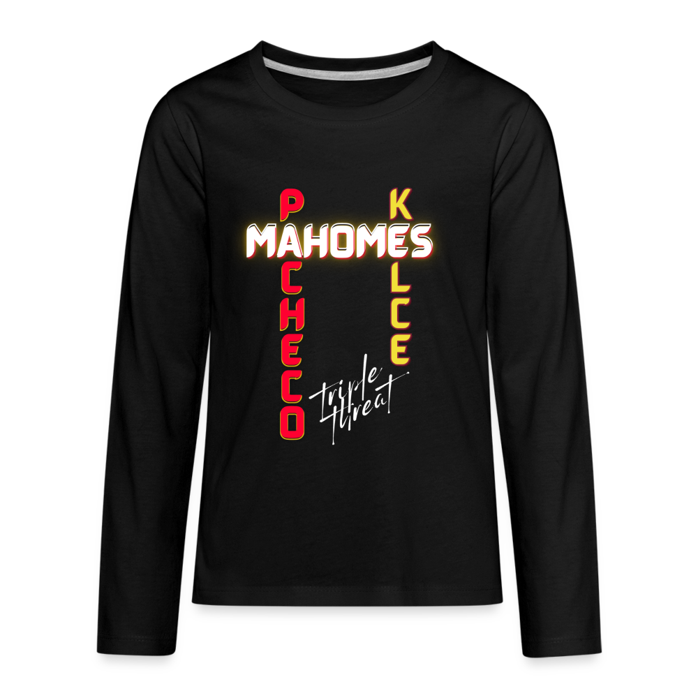 Triple Threat Chiefs - - Kids' Premium Long Sleeve T-Shirt - black