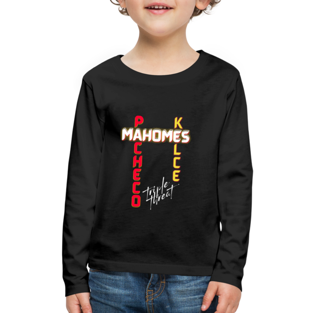 Triple Threat Chiefs - - Kids' Premium Long Sleeve T-Shirt - black