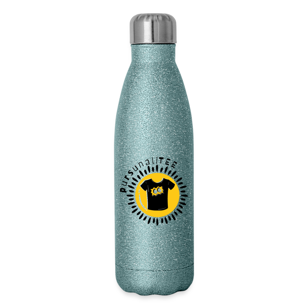SAMPLE 2-Sided: Insulated Stainless Steel Water Bottle - turquoise glitter
