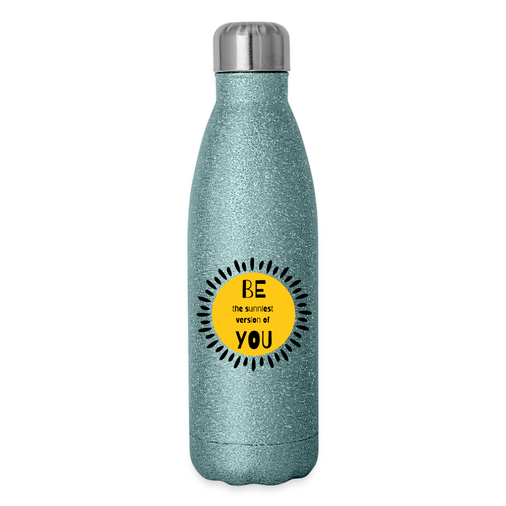 SAMPLE 2-Sided: Insulated Stainless Steel Water Bottle - turquoise glitter