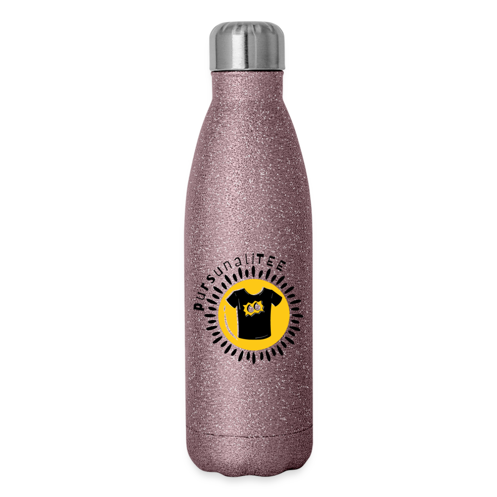 SAMPLE 2-Sided: Insulated Stainless Steel Water Bottle - pink glitter
