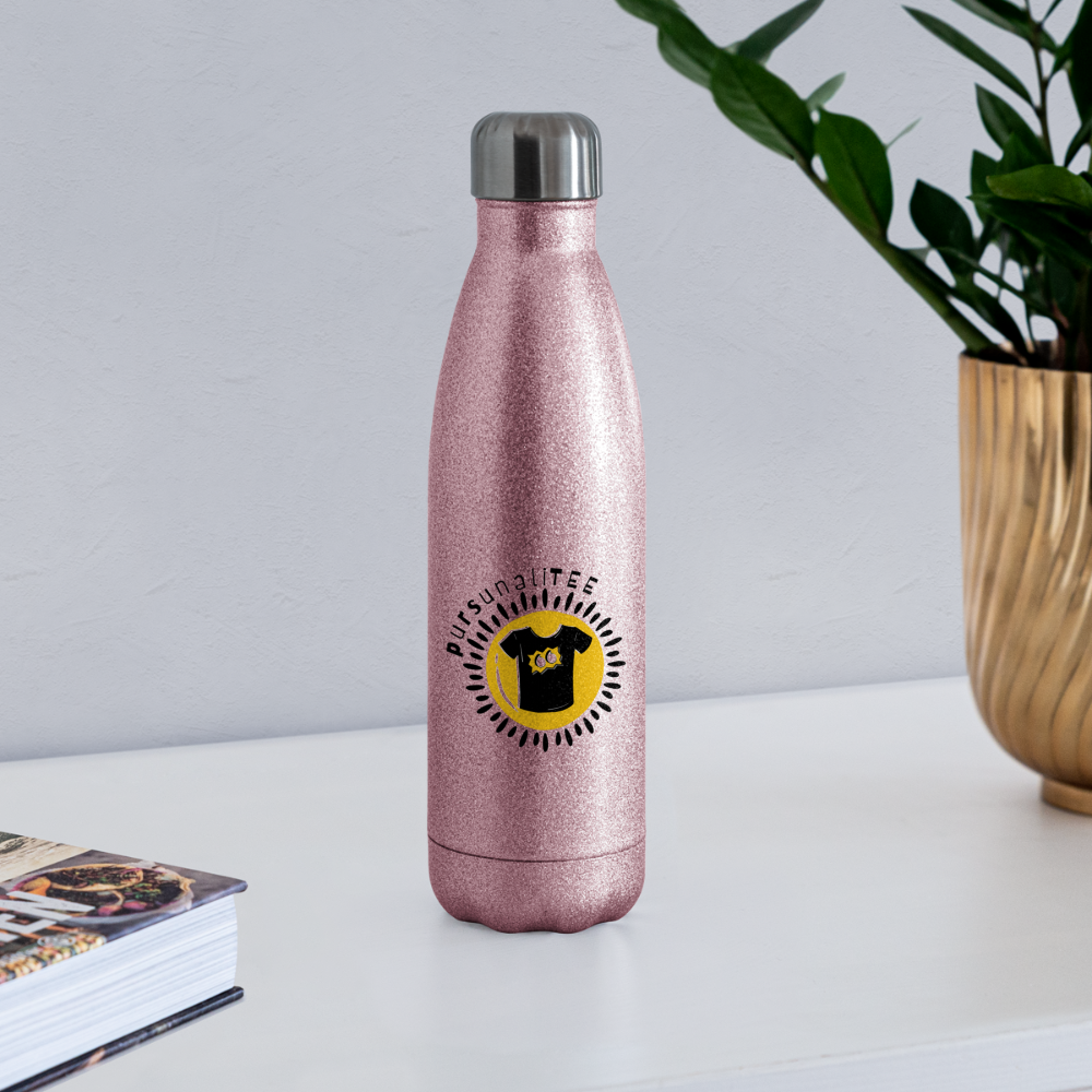 SAMPLE 2-Sided: Insulated Stainless Steel Water Bottle - pink glitter