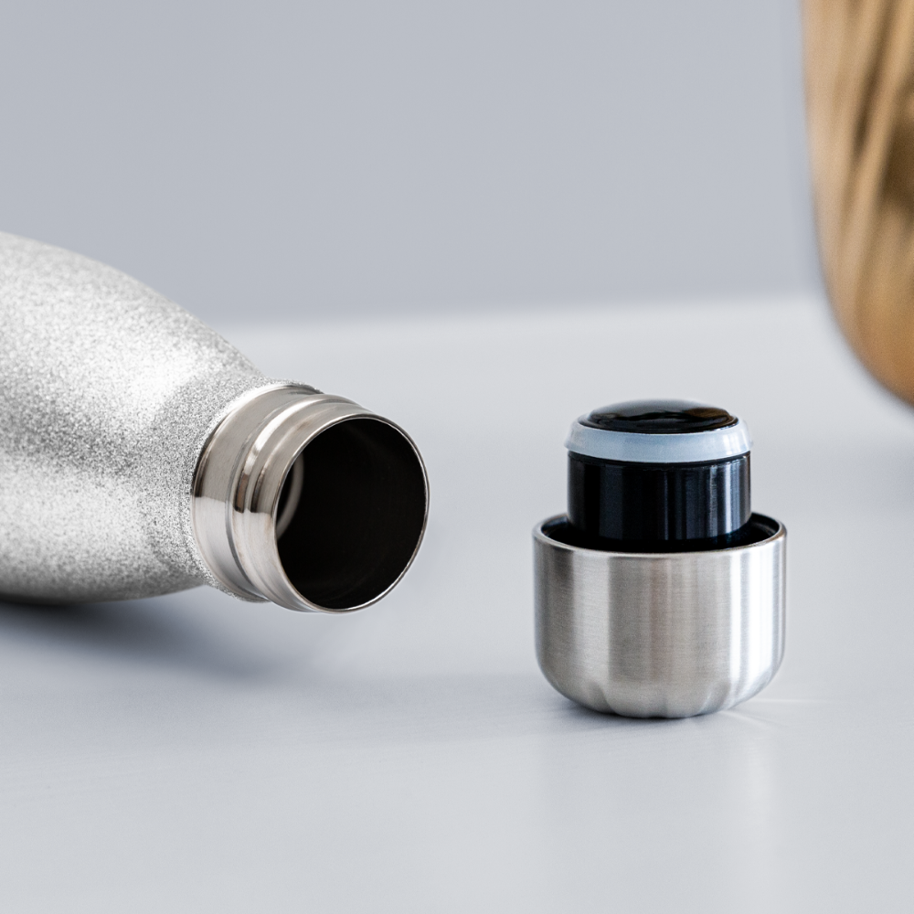 SAMPLE 2-Sided: Insulated Stainless Steel Water Bottle - silver glitter