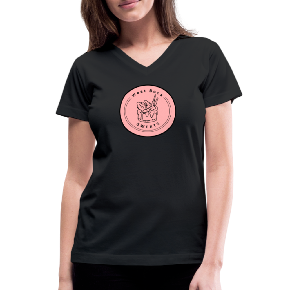 CUSTOM WBS: Women's V-Neck T-Shirt - black