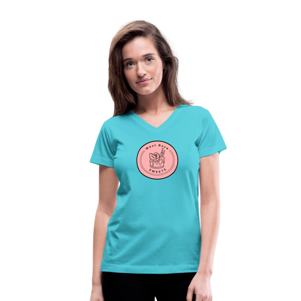CUSTOM WBS: Women's V-Neck T-Shirt - aqua