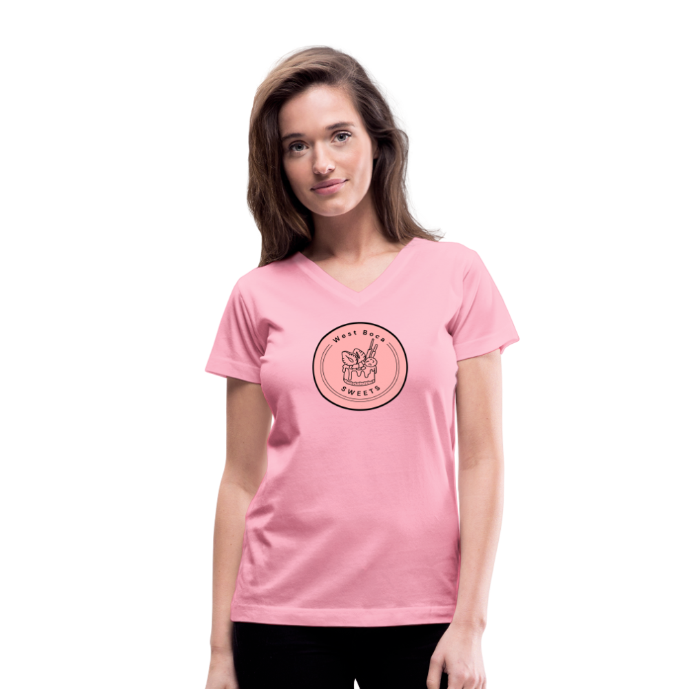 CUSTOM WBS: Women's V-Neck T-Shirt - pink