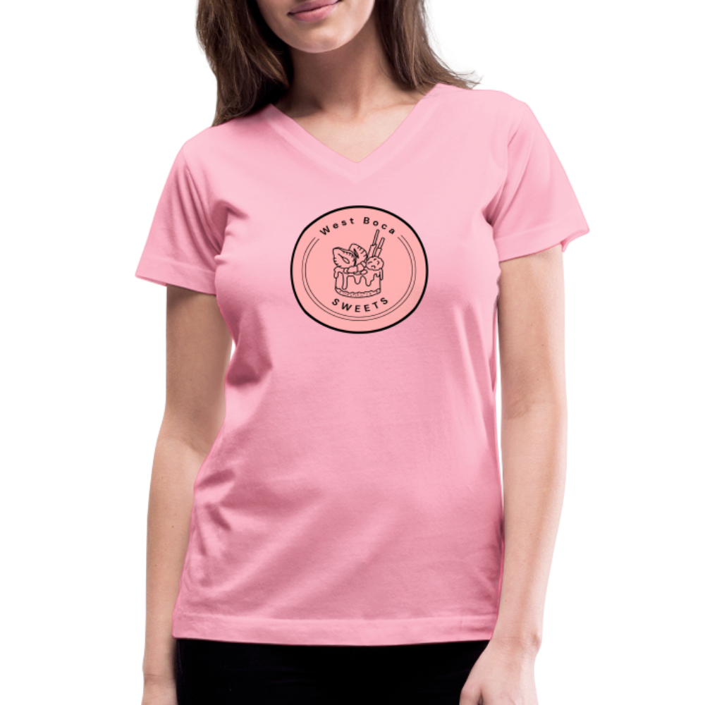CUSTOM WBS: Women's V-Neck T-Shirt - pink