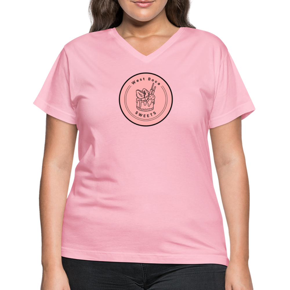 CUSTOM WBS: Women's V-Neck T-Shirt - pink
