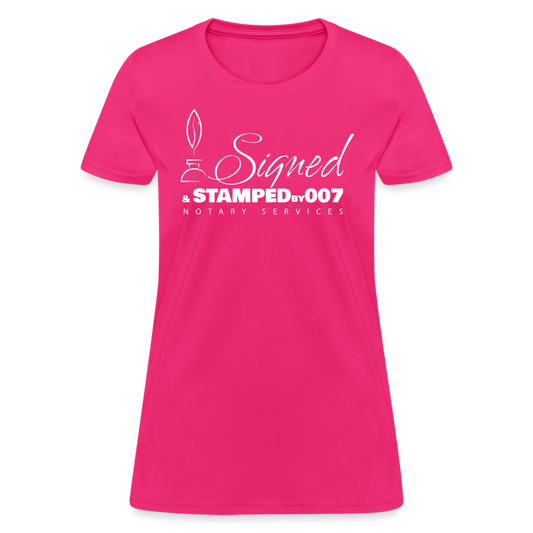 SS White Women's T-Shirt - fuchsia