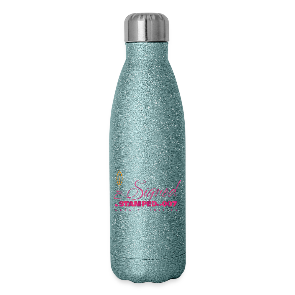 Insulated Stainless Steel Water Bottle - turquoise glitter