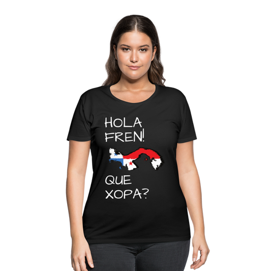 Hola Fren! Panama Map - Women’s Curvy T-Shirt - black