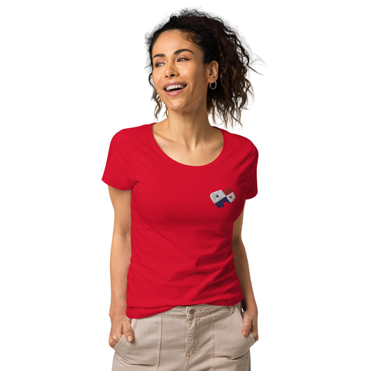 Panama Front Embroidered Flag w/ Printed Flag Banner on Back - Women’s basic organic t-shirt