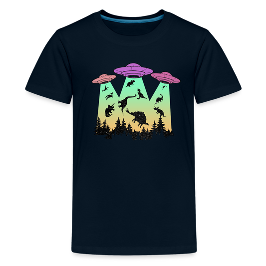 Dino UFO Extinction - Kids' Premium T-Shirt - deep navy